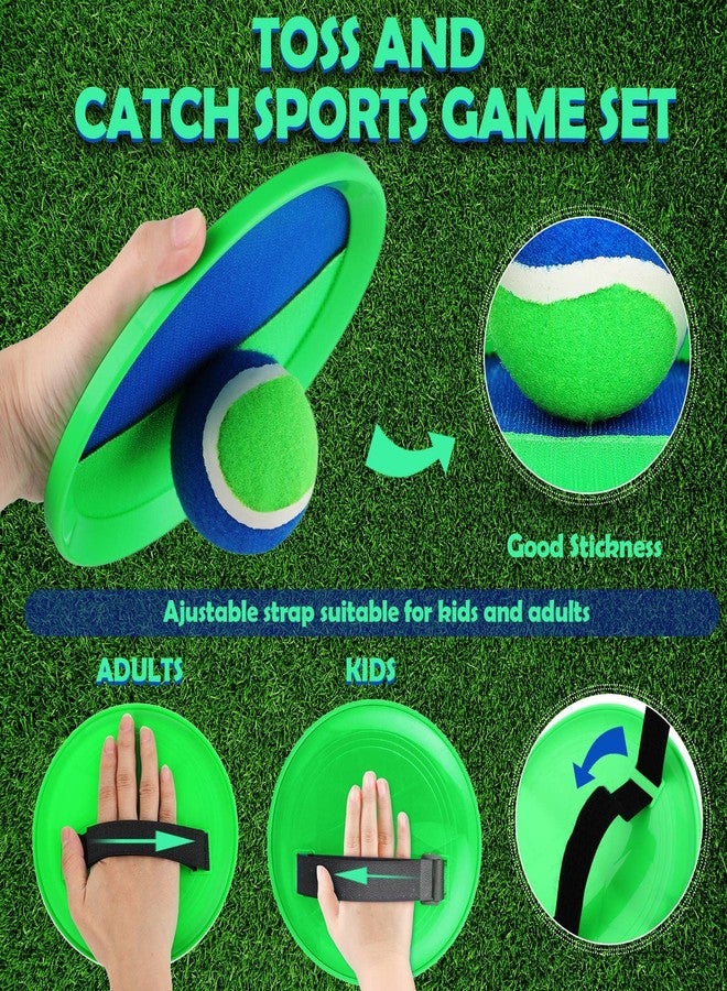 Charniol Kids Toys Toss and Catch Game Set Beach Game Outdoor Ball Sports Games Toss and Catch Ball Nylon Toys for Kids Adults(Blue Green,12 Paddles 6 Balls) - Image 3