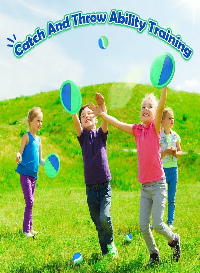 Charniol Kids Toys Toss and Catch Game Set Beach Game Outdoor Ball Sports Games Toss and Catch Ball Nylon Toys for Kids Adults(Blue Green,12 Paddles 6 Balls) - Image 4