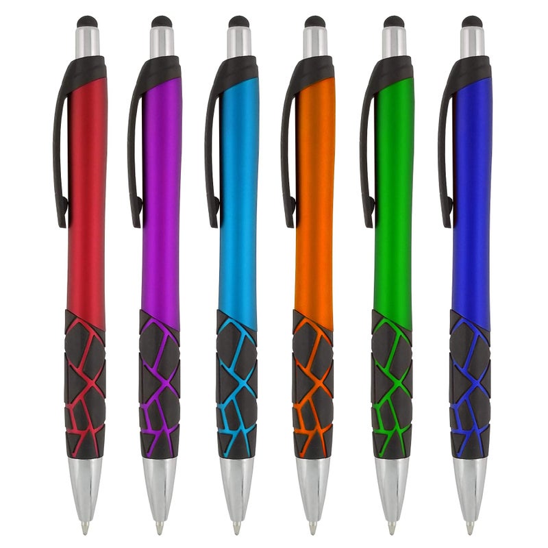 SyPen Stylus Pens 2 in1 Capactive Touch Screen with Ballpoint Writing Pen Sensitive Stylus Tip For Your iPad iPhone Samsung Galaxy All Smart Devices Metallic Barrel Assorted Colors Comfy Grips6 Pack - Image 3