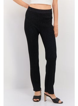 ESPRIT Women Regular Fit Knitted Straight Leg Pants, Black  - Image 1