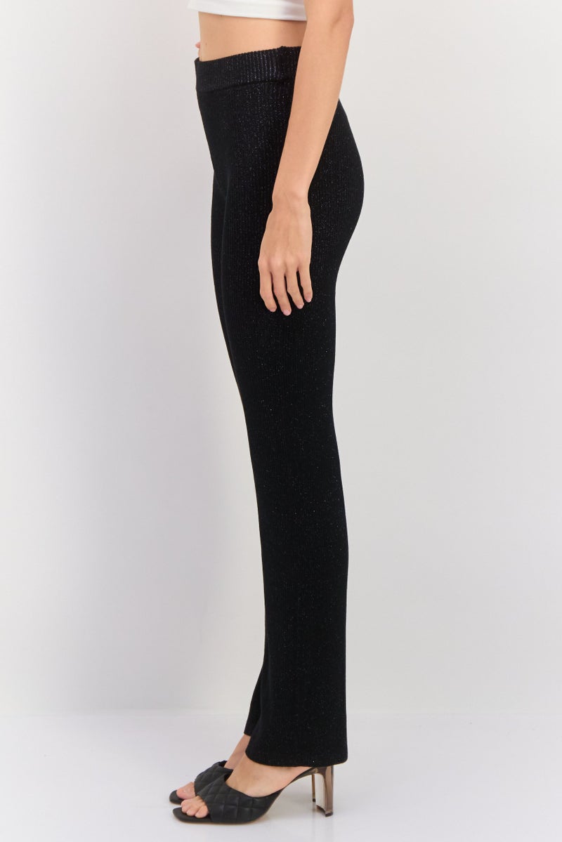 ESPRIT Women Regular Fit Knitted Straight Leg Pants, Black - Image 3