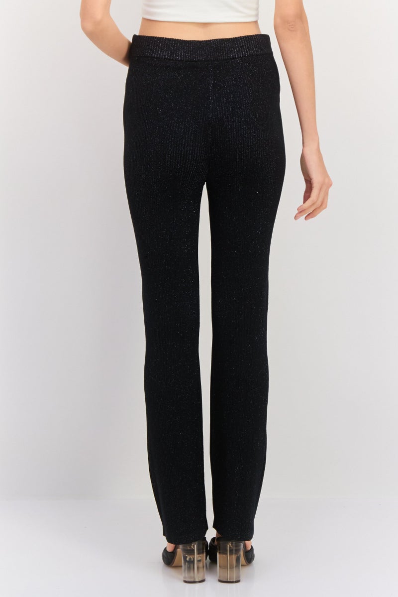 ESPRIT Women Regular Fit Knitted Straight Leg Pants, Black - Image 4