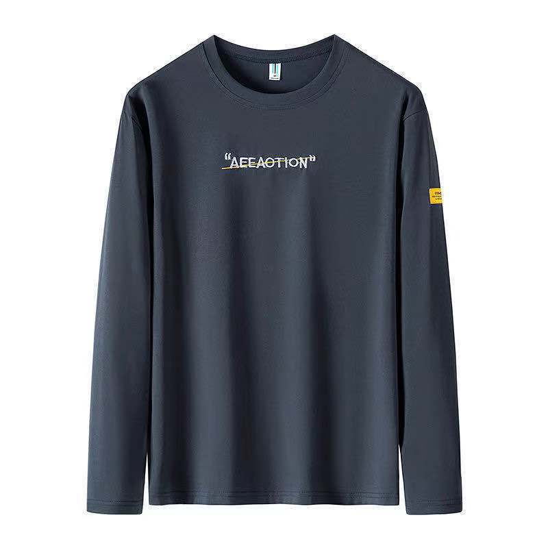 Long-Sleeved T-Shirt Men'S Slim-Fit Plus Size Fatty Plus Plus Size Stretch Korean-Style Printed T-Shirt Round Neck Base Top - Image 5