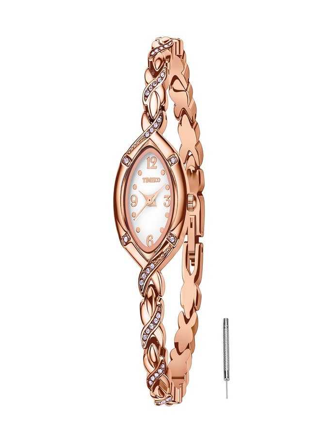 TIME100 Women's Watches Bracelet Crystal Oval Dial Ladies Fashion Dress Quartz Wrist Watch Waterproof (Rose Gold) - Image 1