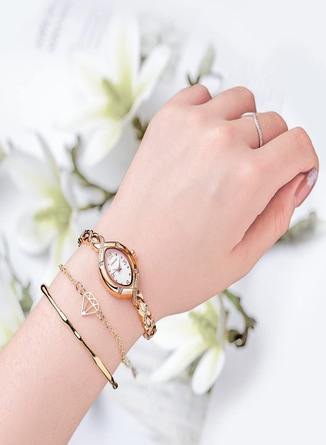 TIME100 Women's Watches Bracelet Crystal Oval Dial Ladies Fashion Dress Quartz Wrist Watch Waterproof (Rose Gold) - Image 5