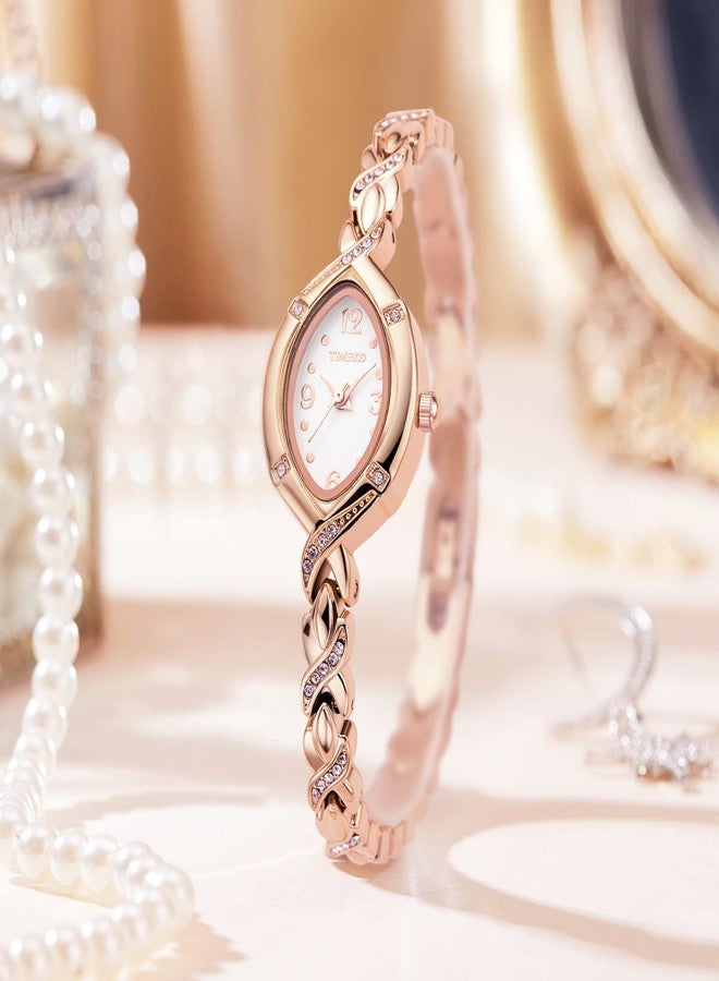 TIME100 Women's Watches Bracelet Crystal Oval Dial Ladies Fashion Dress Quartz Wrist Watch Waterproof (Rose Gold) - Image 3