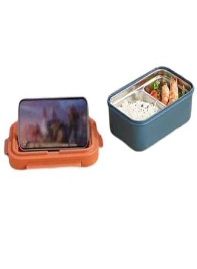 Stavae 2 Compartment Lunch Box with Stainless Steel Bowl for Healthy Living - Stainless Lunch Box for Schools and Trips Adults and Kids Tiffin Box for School ((Brown)) - Image 2