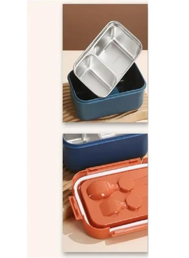 Stavae 2 Compartment Lunch Box with Stainless Steel Bowl for Healthy Living - Stainless Lunch Box for Schools and Trips Adults and Kids Tiffin Box for School ((Brown)) - Image 4