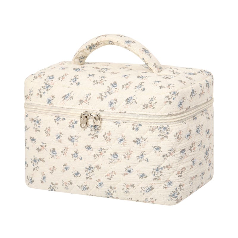 Small floral portable cosmetic bag, large-capacity cotton portable storage bag - Image 3