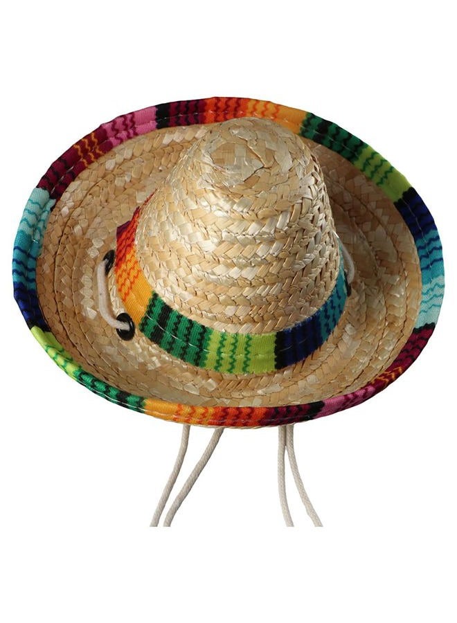 Kopida Cute Mini Puppy Dog Cat Sunflower Straw Hat Woven Sun Hat Cap Mexican Sombrero Pet Accessories Pet Supplies Cute Costume for Small Dogs and Cats Adjustable - Image 4