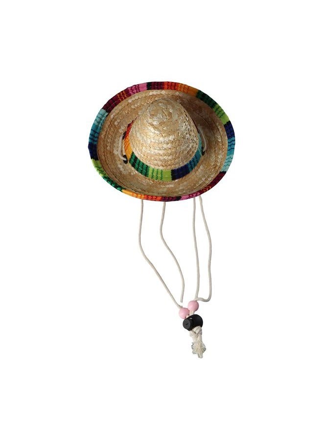 Kopida Cute Mini Puppy Dog Cat Sunflower Straw Hat Woven Sun Hat Cap Mexican Sombrero Pet Accessories Pet Supplies Cute Costume for Small Dogs and Cats Adjustable - Image 3