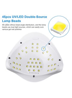 General UV LED Nail Lamp, 220W UV Nail Polish Light with Phone Holder Professional Nail Gel Polish Dryer Curing Lamp with 4 Timer Setting, Auto Sensor 45 Beads for Nail Art Design  - Image 2