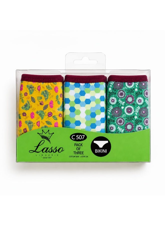 Lasso Pack of 6 Women's Cotton Bikini Panties – Lasso Brand – UW 5076 - Image 5