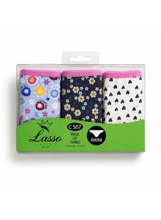 Lasso Pack of 6 Women's Cotton Bikini Panties – Lasso Brand – UW 5076 - Image 4