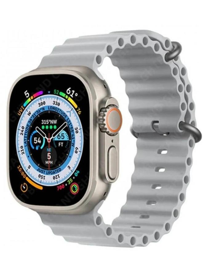 بروماس سوار سيليكون أصلي متوافق مع ساعة Apple Watch Ultra مقاس 42 مم/44 مم/45 مم/49 مم باللون الرمادي - Image 1