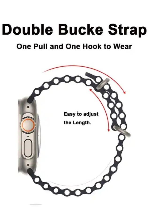 بروماس سوار سيليكون أصلي متوافق مع ساعة Apple Watch Ultra مقاس 42 مم/44 مم/45 مم/49 مم باللون الرمادي - Image 3