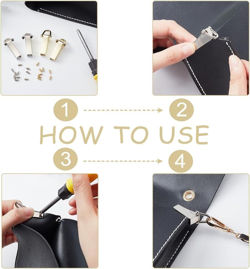 كلاراكو مجموعة من 12 مشبك معدني جانبي من كلاركو، مشبك تعليق لحقيبة اليد بلونين، موصل حزام سلسلة لحقيبة الكتف مع حلقة على شكل حرف D، ملحقات أدوات حقيبة مصبوبة من سبائك معدنية لحقيبة جلدية يدوية الصنع - Image 3