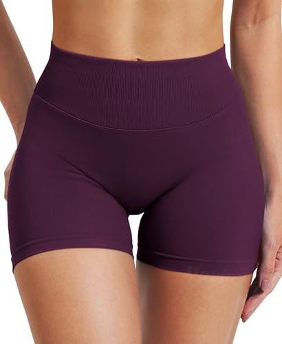 VOYJOY Women Workout Impact Shorts 2.5"/ 3.6"/ 4.5"/ 6" Scrunch Butt Lifting Gym Seamless Booty Biker Shorts Black Cherry - Image 4
