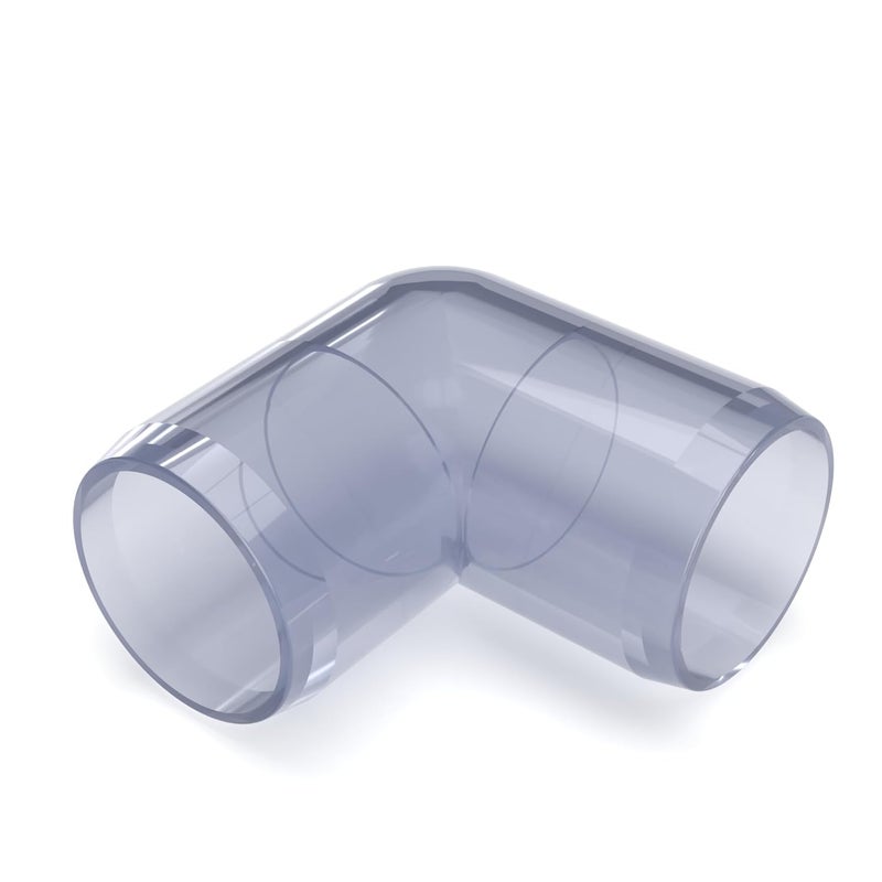 FORMUFIT F00190E-UV Elbow PVC Fitting, Furniture Grade, 90 Degree, 1" Size, Clear - Image 1