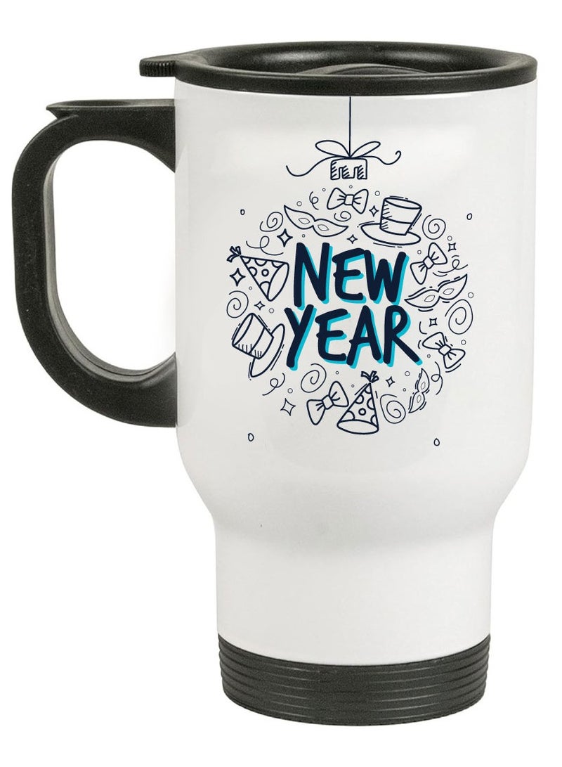 PRINTSHOP4ME Happy New Year Design Printed Travel Mug Suitable Gift for Family and Friends - New Year Theme - New year Decor - Gifts for Special person  - Image 1