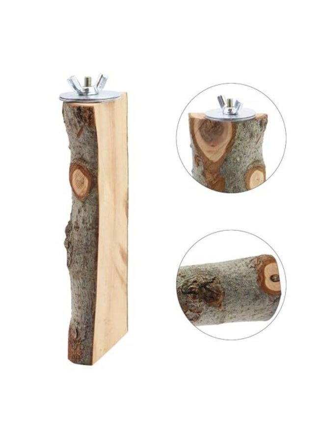 4 Pack Natural Wood Bird Perch Parrot Stand Branches Fork Toys,Pet Bird Cage Wooden Hanging Perch Platform Hammock Swing Toy for Small Parakeets,Budgies,Cockatiels,Conures,Macaws,Finches - Image 3