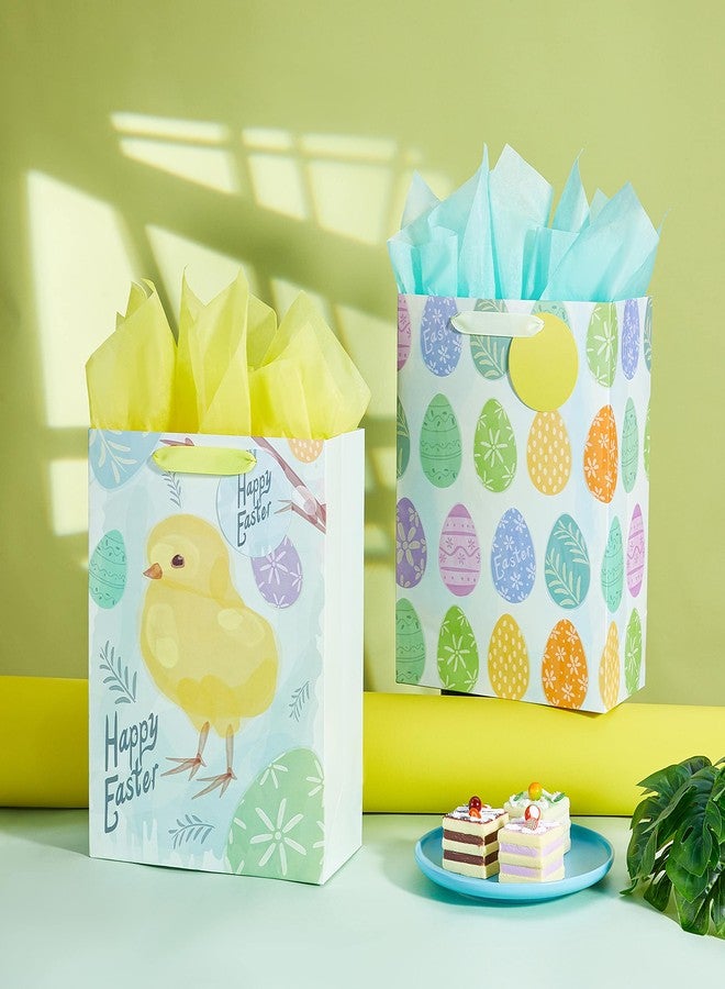 SUNCOLOR 2 Pack 13" Large Easter Gift Bags for Kids - Image 2
