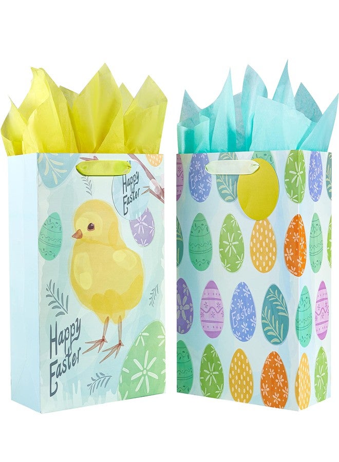 SUNCOLOR 2 Pack 13" Large Easter Gift Bags for Kids - Image 1