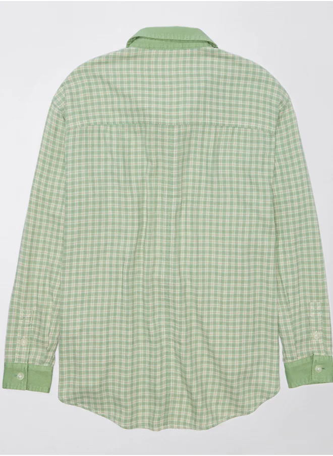 American Eagle AE Oversized Plaid Pullover Shirt