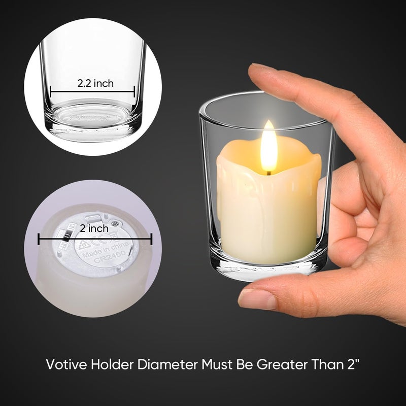 Homemory Flameless Votive Candles with Timer, 2" x 2" Real Wax, Set of 6 - Image 3