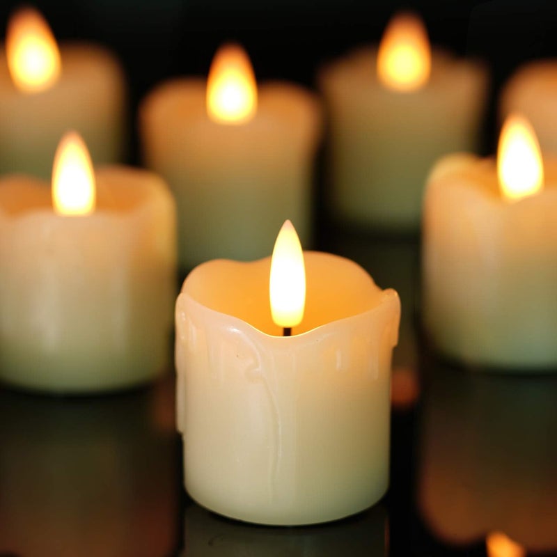Homemory Flameless Votive Candles with Timer, 2" x 2" Real Wax, Set of 6 - Image 1