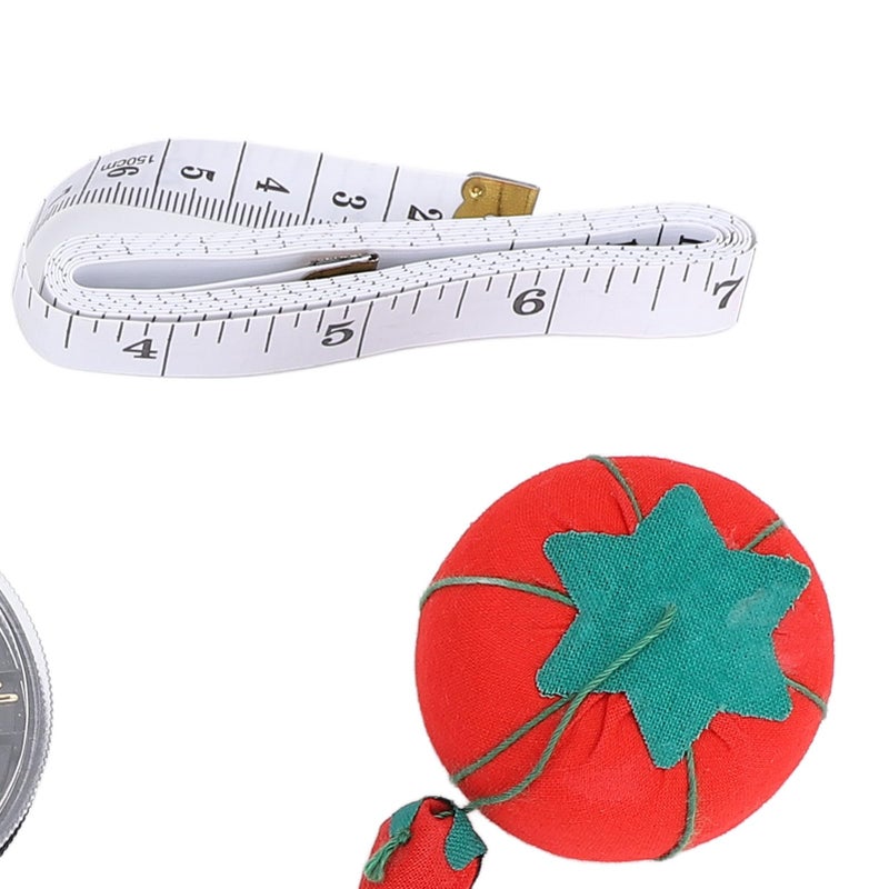 Tomato Pin Cushion Kit with Glass Head Pins and Self Threading Needles for Sewing and Crafts - Image 5