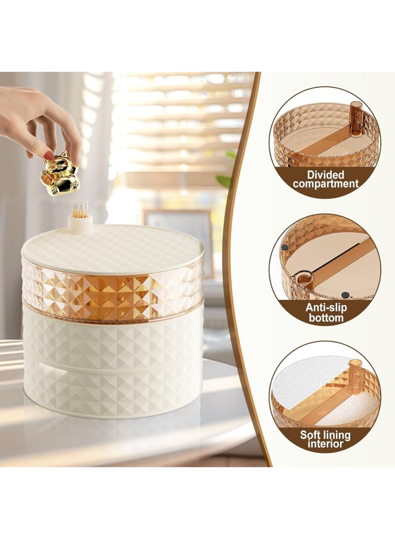 Captaintech 360° Rotating Jewelry Organizer Box for Women Teen Girls, 3 - Layer Stackable Jewelry Storage Case with Tray, Large Capacity Earring Holder Organizer for Bracelets, Rings, Necklaces, Watches (Green) - Image 3