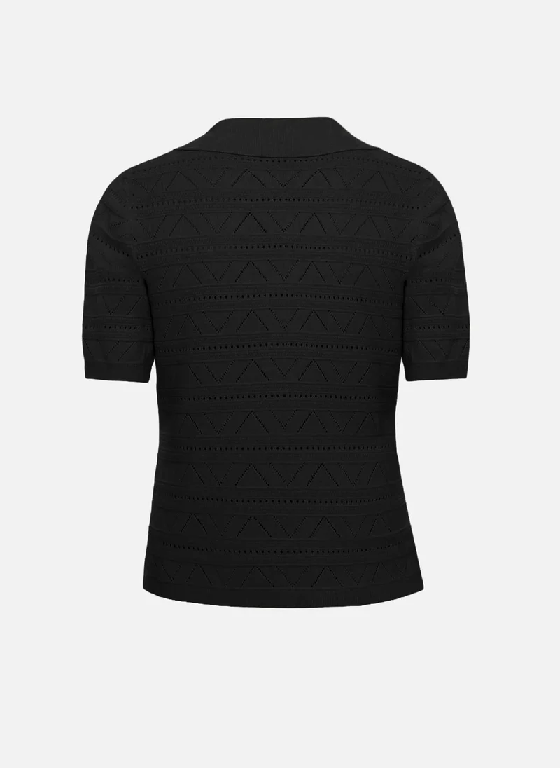 Lichi  Knitted polo shirt with geometric pattern for Women | Best Price UAE