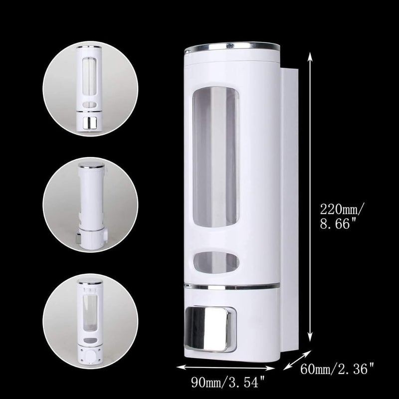 COSSIMO White Capsule ABS Plastic Wall Mounted Soap Dispenser 400ml (Pack of 2) - Image 2