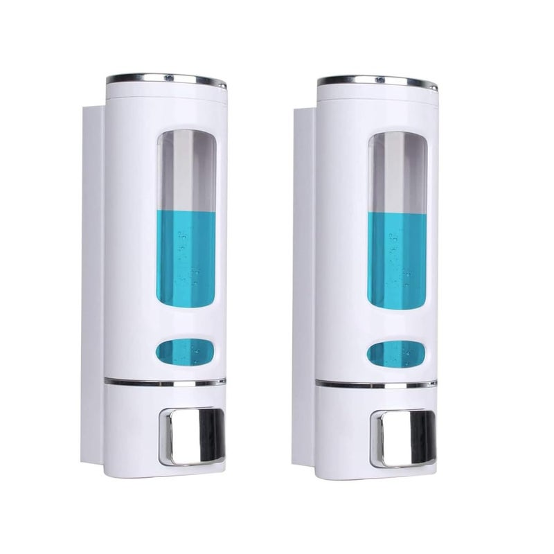 COSSIMO White Capsule ABS Plastic Wall Mounted Soap Dispenser 400ml (Pack of 2) - Image 1