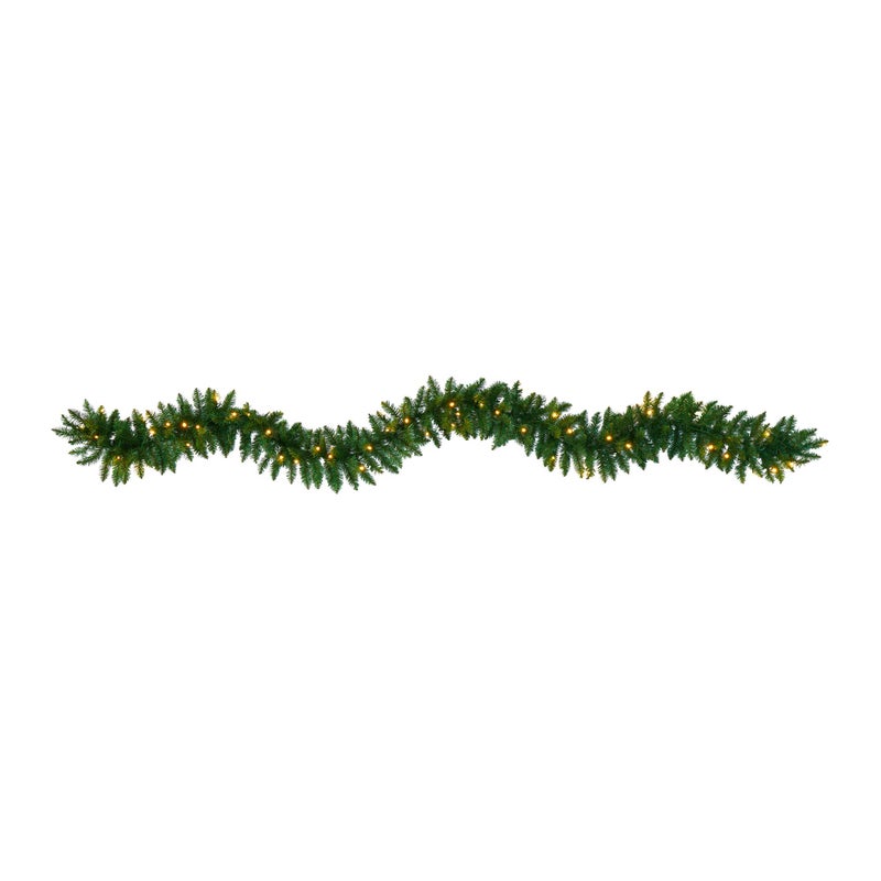Nearly Natural Nearly Natural 9ft Christmas Pine Artificial Garland with 50 Warm White LEDs Lights