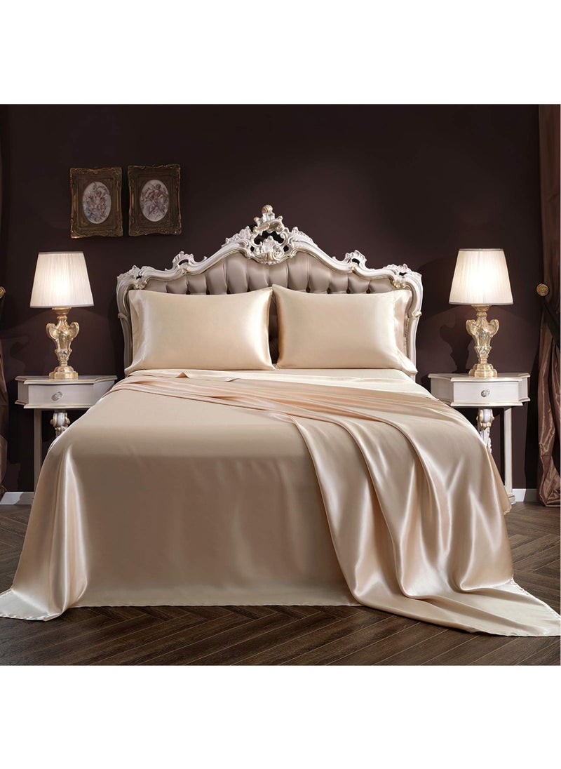 Satin Bed Sheets Set, 4 Pieces Cooling Soft and Wrinkle Hotel Luxury Silky Bedding Set, 1 Deep Pocket Fitted Sheet, 1 Flat Sheet,  2 Pillowcases(King) - pzsku/Z3B68BCA0404AB2CCD2BAZ/45/_/1719380543/209ece2f-c08f-41a6-868c-437594e15641