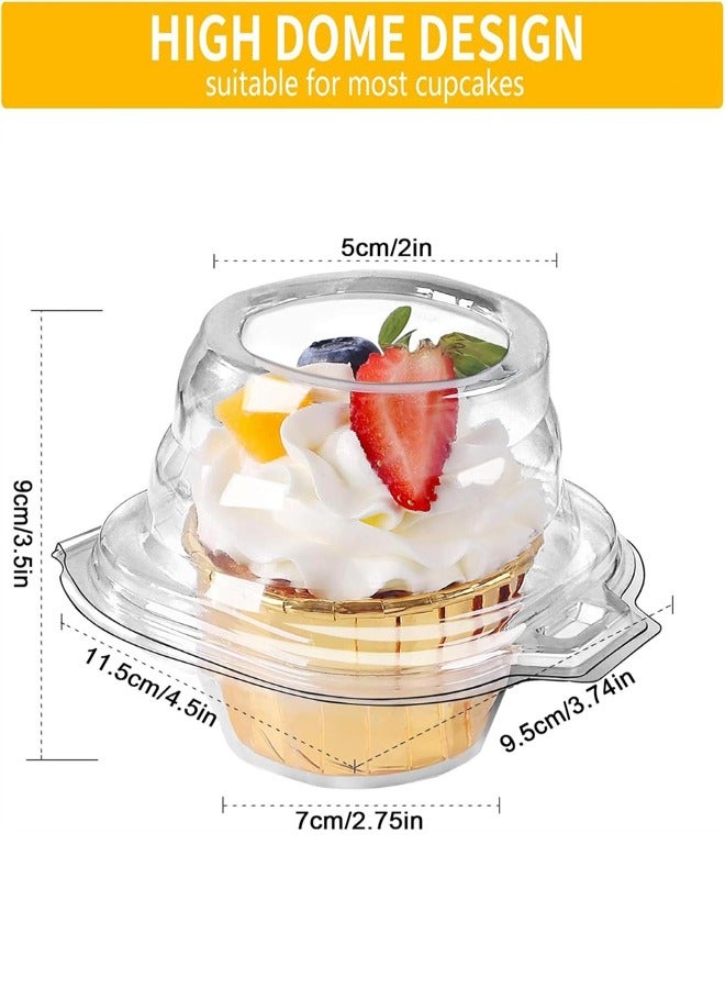 Individual Cupcake Containers, 50 Pack Cupcake Boxes Individual Cupcake Containers Clear Plastic Disposable Cupcake Boxes Stackable Single Cupcake Compartment for Sandwich Hamburgers Fruit Salad Part  - Image 2