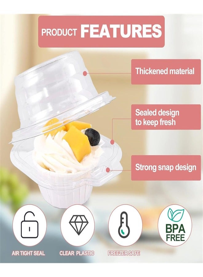 Individual Cupcake Containers, 50 Pack Cupcake Boxes Individual Cupcake Containers Clear Plastic Disposable Cupcake Boxes Stackable Single Cupcake Compartment for Sandwich Hamburgers Fruit Salad Part  - Image 3