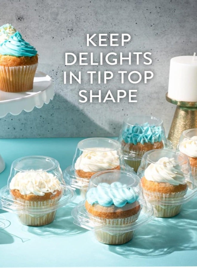 Individual Cupcake Containers, 50 Pack Cupcake Boxes Individual Cupcake Containers Clear Plastic Disposable Cupcake Boxes Stackable Single Cupcake Compartment for Sandwich Hamburgers Fruit Salad Part  - Image 5