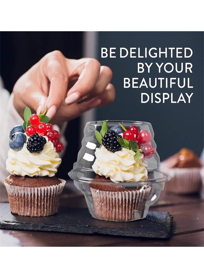 Individual Cupcake Containers, 50 Pack Cupcake Boxes Individual Cupcake Containers Clear Plastic Disposable Cupcake Boxes Stackable Single Cupcake Compartment for Sandwich Hamburgers Fruit Salad Part  - Image 4
