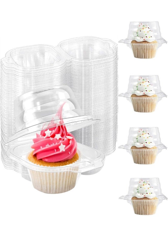 Individual Cupcake Containers, 50 Pack Cupcake Boxes Individual Cupcake Containers Clear Plastic Disposable Cupcake Boxes Stackable Single Cupcake Compartment for Sandwich Hamburgers Fruit Salad Part  - Image 1