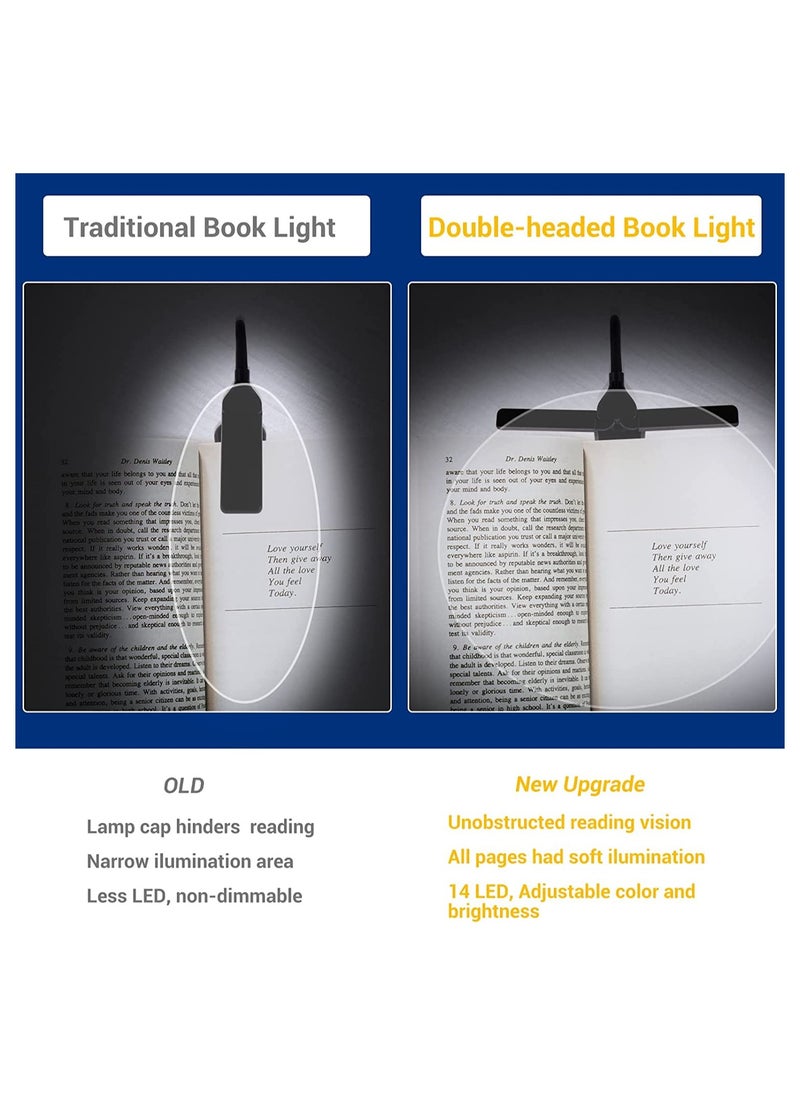 14 LED Reading Light, Touch Control Bedside Lamp with 3 Color Modes & 8 Brightness Levels, Portable Adjustable Rechargeable Light for Reading in Bed