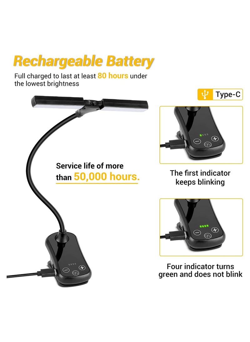 14 LED Reading Light, Touch Control Bedside Lamp with 3 Color Modes & 8 Brightness Levels, Portable Adjustable Rechargeable Light for Reading in Bed