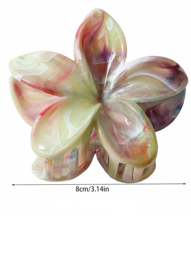 Lelet 4PCS Large Flower Hair Claw Clips for Women – 3.4 inch Strong Hold Claw Hair Clip with Beaded Center, Stylish Hair Accessories for Thick & Thin Hair (4 Colors) - Image 4