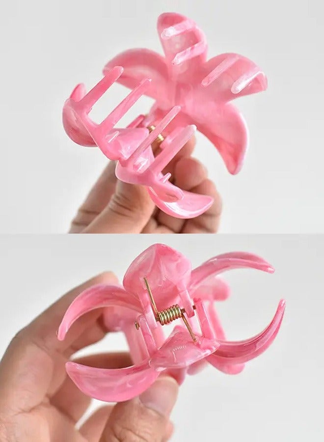 Lelet 4PCS Large Flower Hair Claw Clips for Women – 3.4 inch Strong Hold Claw Hair Clip with Beaded Center, Stylish Hair Accessories for Thick & Thin Hair (4 Colors) - Image 2