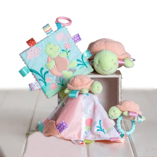 Taggies Crinkle Me Toy with Baby Paper Squeaker with Sensory Tags 6 x 6inches Tippy Turtle - Image 3