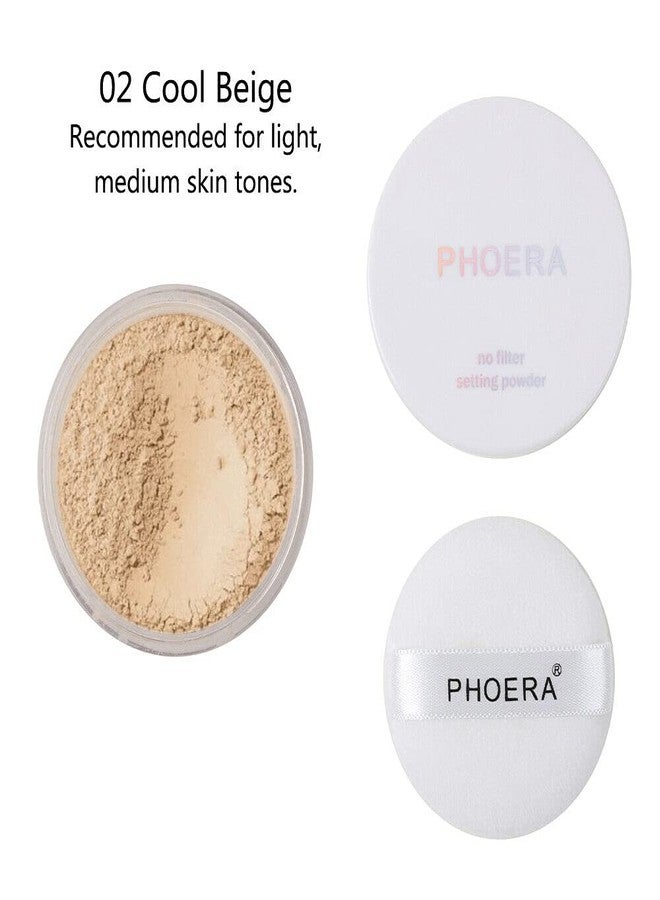 PHOERA Translucent Makeup Setting Matte Face Powder + Puff, Long Lasting Lightweight Foundation Make Up Fixer Beauty Blender Highlighter Palette - Ideal for Flash Photography - 02 COOL BEIGE - Image 2