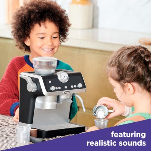 Casdon De'Longhi Toys Barista Coffee Machine. Toy Kitchen Playset for Kids with Moving Parts, Realistic Sounds and Magic Coffee Reveal. For Children Aged 3+, Silver, Black - Image 5