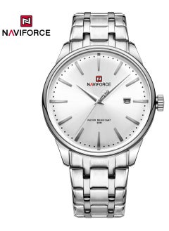 Elegant Silver Stainless Steel Analog Wrist Watch for Men with Date Display Water Resistant Classic Design Quartz Movement Stylish Business and Casual Timepiece Durable Bracelet Comfortable Wear